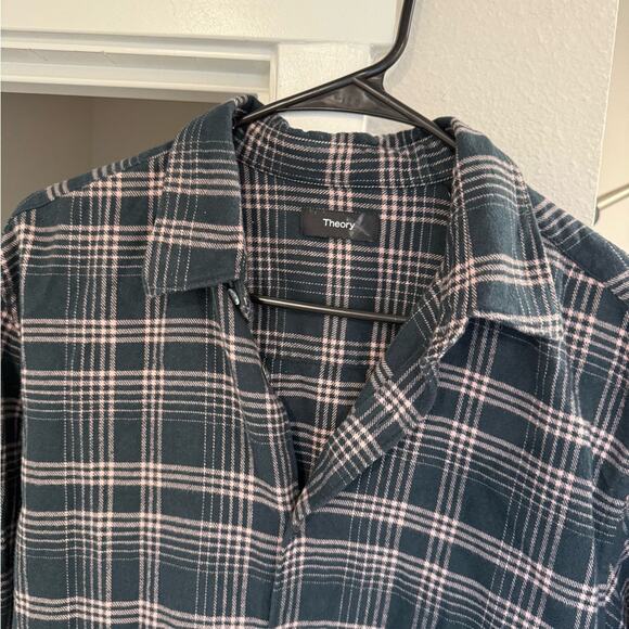 Theory Men’s Noll NP Flannel Button-Up in Charcoal/Dusty Orchid - Picture 7 of 8